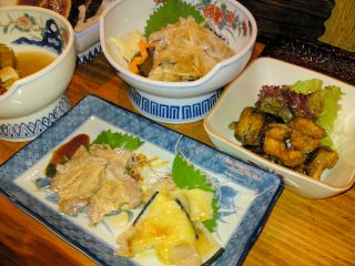 うつぼのたたき・うつぼの唐揚げ・鯨のさえずり&酢味噌
